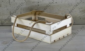 Купить декоративный реечный ящик с джутовыми ручками Ящик реечный с ручками